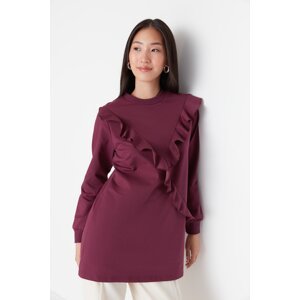 Trendyol Purple Ruffle Detailed Knitted Tunic