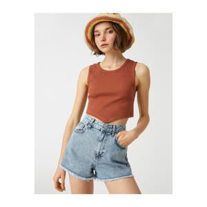 Koton Crop Tank Top V Cut Cotton