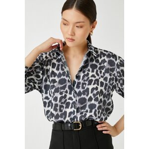 Koton Women's Long Sleeve Leopard Patterned Shirt 3wak60053pw