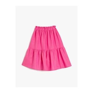 Koton Midi Skirt Layered Elastic Waist Linen Blend