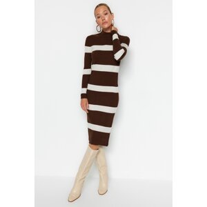 Trendyol Brown Midi Knitwear High Collar Dress