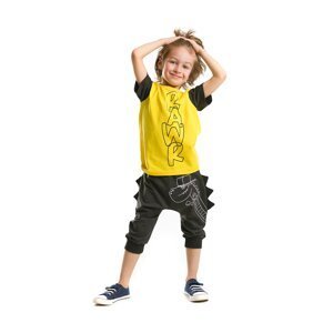 Denokids Ribbed Rawr Boys T-shirt Capri Shorts Set