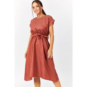 armonika Women's Tile Tie Waist Elastic Tie Dress