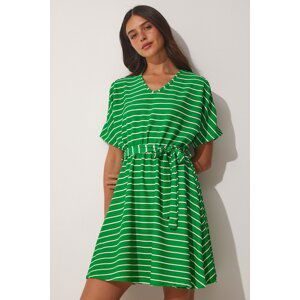 Happiness İstanbul Women's Green Cut Out Detailed Summer Daily Knitted Dress