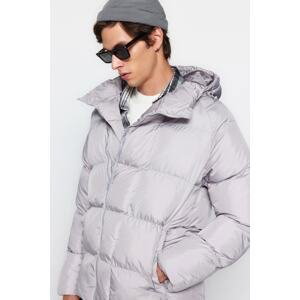 Trendyol Light Gray Oversize Wind Resistant Winter Jacket