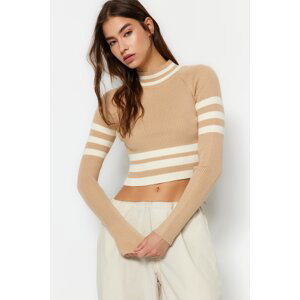 Trendyol Brown Crop High Neck Knitwear Sweater