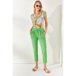 Olalook Women's Pistachio Pants with Pockets and Accessory Belt