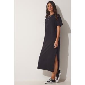 Happiness İstanbul Women's Black Cotton Daily Combed Cotton Dress