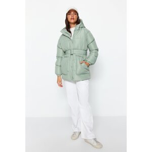 Trendyol Mint Oversize Arched Hooded Water Repellent Puffer Coat