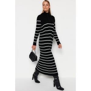 Trendyol Black Striped Zipper Detailed Knitwear Dress