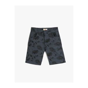 Koton 3skb40028tw Boys' Denim & Canvas Shorts Navy Blue Patterned