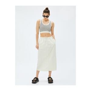 Koton Parachute Skirt Midi with Pocket Detail, Elastic Waist, Stopper