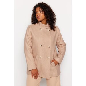 Trendyol Curve Stone Double Closure Stand Collar Coat