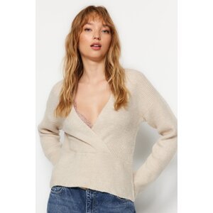 Trendyol Stone Soft Textured Double Breasted Knitwear Sweater