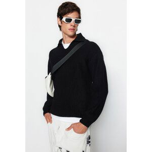 Trendyol Black Unisex Regular Fit Polo Neck Non Pilling Knitwear Sweater