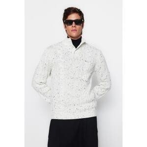 Trendyol Men's Ecru Regular Fit Buttoned Turtleneck Nope Knitwear Sweater