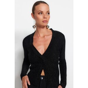 Trendyol Black Glitter Slit Detailed Knitwear Sweater