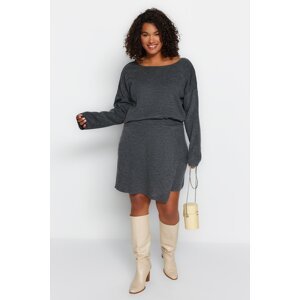 Trendyol Curve Anthracite Knitwear Sweater with Cross Band Detail on the Back