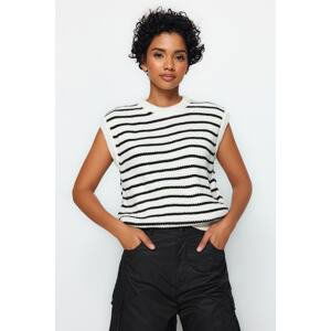 Trendyol Ecru Striped Crewneck Knitwear Sweater