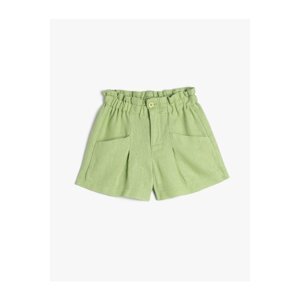 Koton Linen Shorts Elastic Waist Pocket
