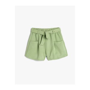 Koton Shorts with Belt Detail, Pockets, Elastic Waist Modal Fabric