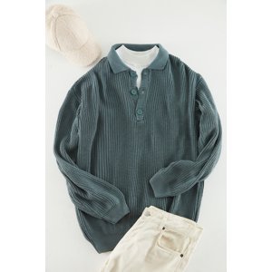 Trendyol Unisex Oil Oversize Fit Wide Fit Polo Neck Anti-Pilling Basic Knitwear Sweater