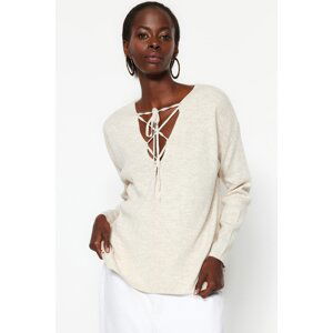 Trendyol Stone Lace Detail Knitwear Sweater
