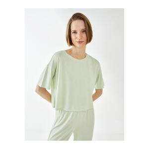 LC Waikiki Women's Crew Neck Plain Short Sleeve Pajamas Top