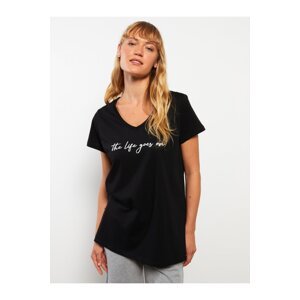 LC Waikiki Women's V-Neck Printed Short Sleeve Cotton T-Shirt