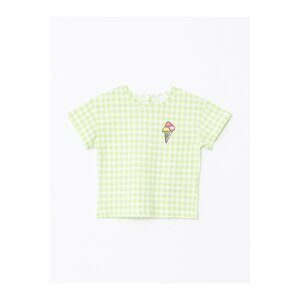 LC Waikiki Crew Neck Short Sleeve Checkered Cotton Baby Girl T-Shirt