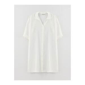 LC Waikiki Women's Shirt Collar Straight Short Sleeve Oversized Tunic