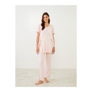 LC Waikiki Crew Neck Plain Short Sleeve Maternity Pajamas Suit