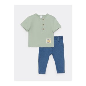 LC Waikiki Crew Neck Short Sleeved Baby Boy T-Shirt And Jeans 2-Pack Set