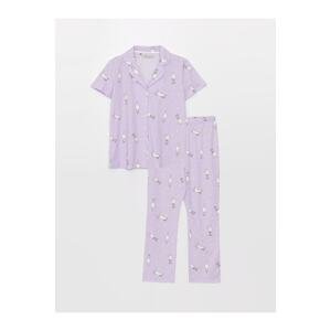 LC Waikiki Shirt Collar Patterned Short Sleeve Women's Pajamas Suit