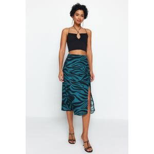 Trendyol Oil Slit Viscose Fabric Animal Print Midi Skirt