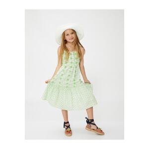 Koton Dress Floral Thin Straps Lined Ruffles Gathered Waist