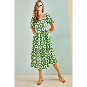 Bianco Lucci Women's Square Collar Watermelon Sleeve Terikoton Dress 5832