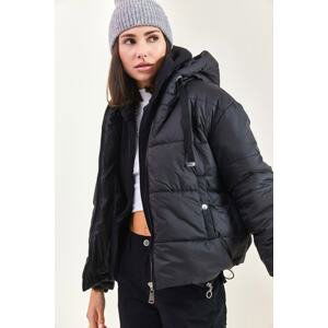 Bianco Lucci Women's Hooded Puffer Coat with Elastic Waist 5117