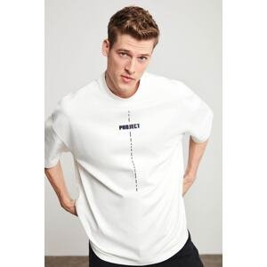 GRIMELANGE Project Men's Oversize Fit White T-shirt with Thick Textured Fabri