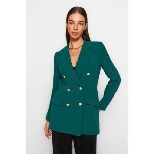 Trendyol Emerald Green Oversize Lined Double Breasted Closure Woven Blazer Jacket