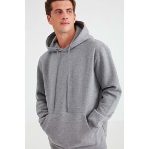 GRIMELANGE Jorge Men's Soft Fabric Hooded Drawstring Regular Fit Light Gray Sweatshirt