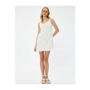 Koton Knitwear Dress Mini Turndown Collar Thin Straps Openwork