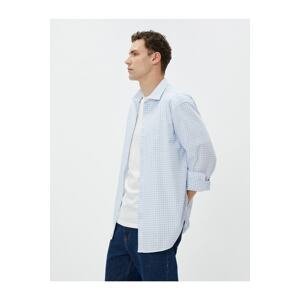 Koton Checkered Shirt Slim Fit Classic Collar Long Sleeve Cotton Non Iron