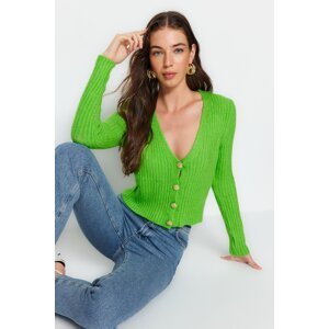 Trendyol Green Crop V Neck Knitwear Cardigan