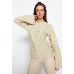 Trendyol Stone Self-patterned Crew Neck Knitwear Sweater