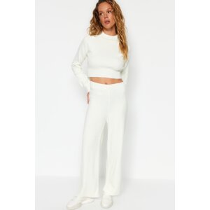 Trendyol Ecru Crop Basic Knitwear Two Piece Set