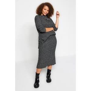Trendyol Curve Anthracite Collar Detailed Slit Knitwear Bottom and Top Set