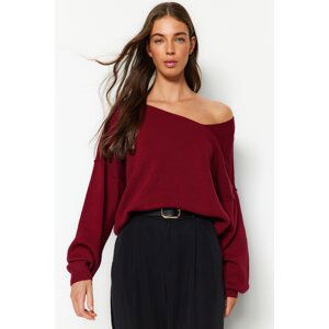 Trendyol Burgundy Super Wide Fit Knitwear Sweater