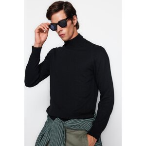 Trendyol Men's Black Slim Fit Half Turtleneck Basic Knitwear Sweater