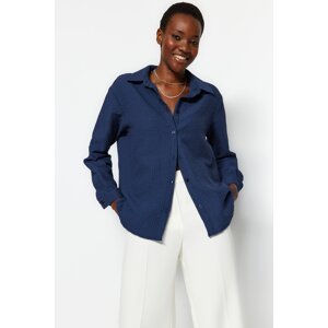 Trendyol Navy Blue Oversize/Wide Cut Woven Shirt